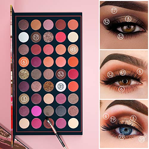 EYESEEK Matte Eyeshadow Palette, Neutral Eye Makeup Palettes Sets with Brushes, Brown & Nude Pink 45 Shades Smokey with…