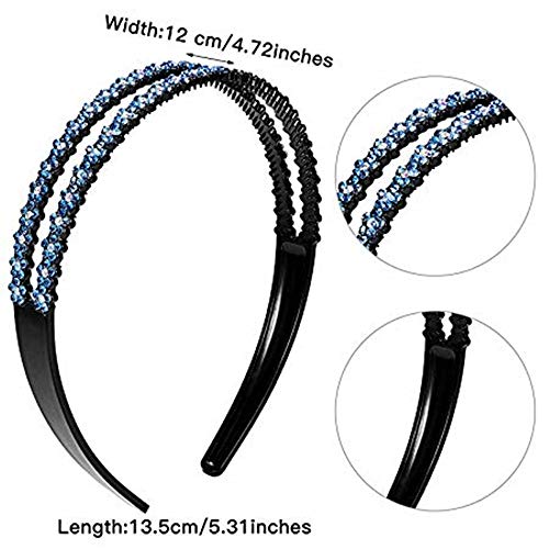 Yeshan Rhinestone Headbands for Women with Teeth Comb Headbands Crystal Non-slip Hair Hoop for Women Girls,Pack of 4