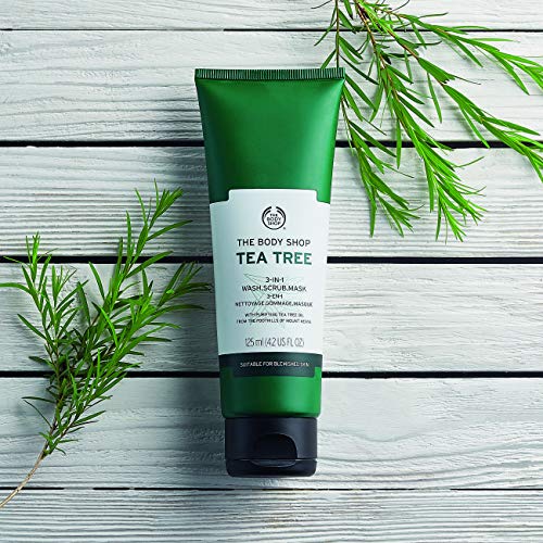 The Body Shop Tea Tree 3 in 1 Wash Scrub & Mask – Purifying Vegan Skincare For Oily, Blemished Skin – 4.2 oz