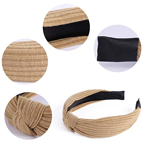Wide Headbands Knot Turban Headband Plain Fashion Elastic Hairband Head Wrap Hair Hoops for Women and Girls (8PCS)