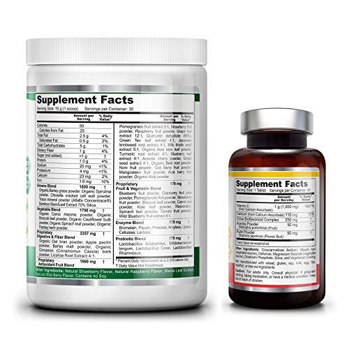 Phytoberry Greens Berry Flavor Superfood Powder 10 oz – Free Vitamin C-1000 30 Tablets – Natural Berry Flavor Greens…