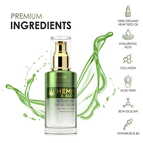 AZURE Hemp & Aloe Nourishing Facial Serum – Moisturizing, Calming & Revitalizing | Reduces Wrinkles, Fine Lines…