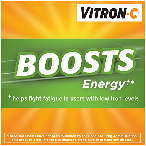 Vitron-C Iron Supplement, Once Daily, High Potency Iron Plus Vitamin C, Dye Free Tablets, 60 Count