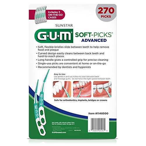GUM Soft-Picks Advanced Easy to Use Dental Picks for Teeth Cleaning and Gum Health with Convenient Carry Case Dentist…