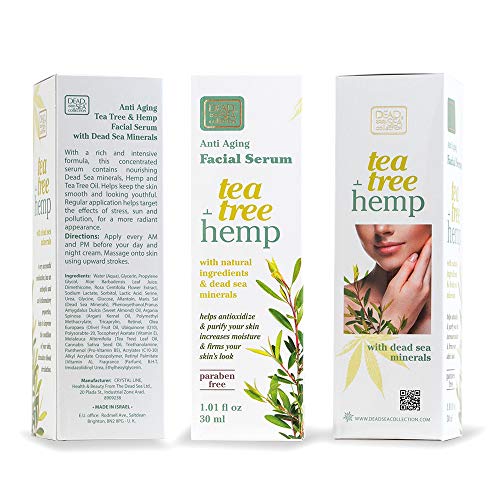 Dead Sea Collection Hemp & Tea Tree Serum for Facial – Anti-Wrinkle and Anti Aging Face Skin Care – Pack of 1 (1.01 fl…