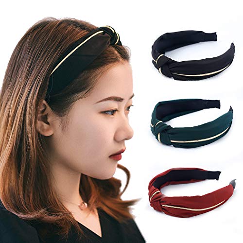 Jakawin Knot Headbands Cross Turban Hairband Vintage Head Wrap Elastic No Slip Hair Hoops Fashion Hair Accessories for…