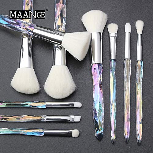 Makeup Brushes Crystal Handle Set, Tenmon 10 PCS Crystal Transparent Handle Kabuki Powder Foundation Brush Concealer Eye…