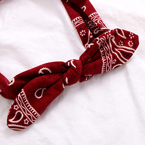 Yeshan Boho Bow Headbands for Women Vintage Paisley Bandana Flower Printed Hairband Elastic Rabbit ear Head Wrap Cute…