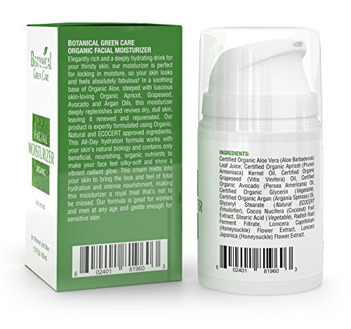 Botanical Green Care Facial Moisturizer. Organic & 100% Natural Face Moisturizing Cream for Sensitive, Dry & Normal Skin…