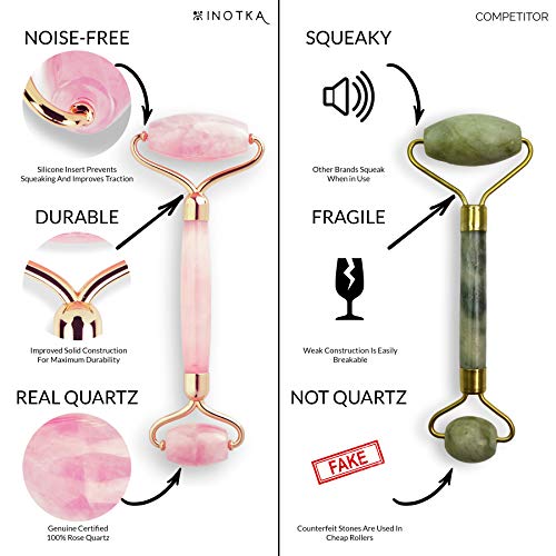 Rose Quartz Roller for Face: Natural Crystal, Rose Quartz Face Roller New Model Durable and Smooth, Beauty Massager for…