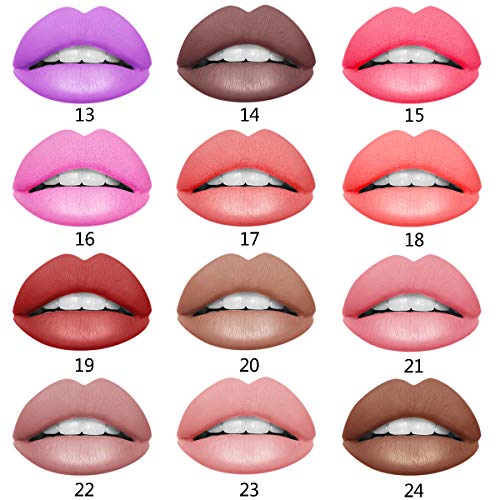 Ownest 24 Colors Matte Velvety Liquid Lipstick Set,Waterproof Long Lasting Non-Stick Cup Liquid Lipgloss Beauty…