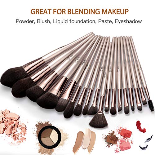 18 Pcs Makeup Brushes Belly-type Handle Series Professional Premium Synthetic Contour Blush Foundation Concealers…