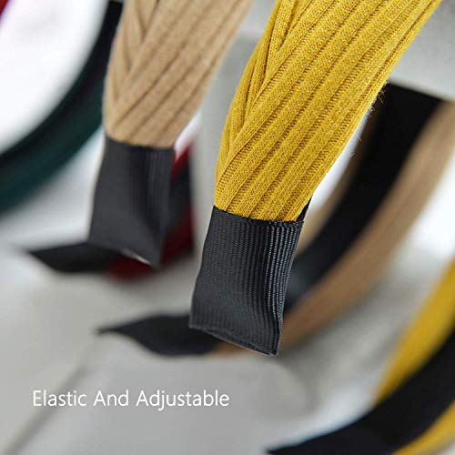 Wide Headbands Knot Turban Headband Plain Fashion Elastic Hairband Head Wrap Hair Hoops for Women and Girls (8PCS)