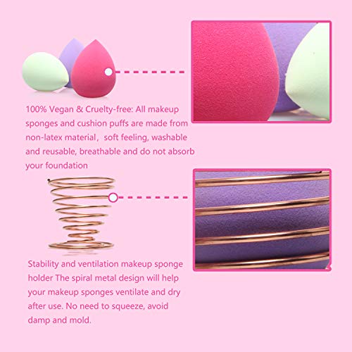 Makeup Sponge Blender Set with Beauty Sponge Holder for Dry Wet Use No-Latex