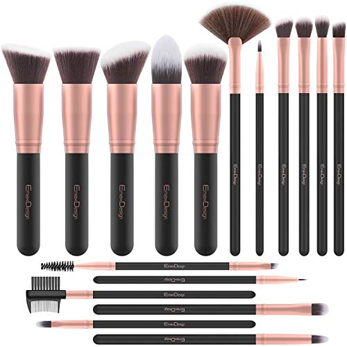 EmaxDesign Makeup Brushes 17 Pieces Premium Synthetic Foundation Brush Powder Blending Blush Concealer Eye Face Liquid…