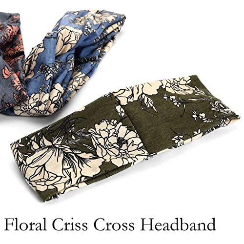 Catery Boho Headbands Criss Cross Headband Bohemia Floal Twist Head Wrap Hair Band Vintage Stylish Elastic Turban…