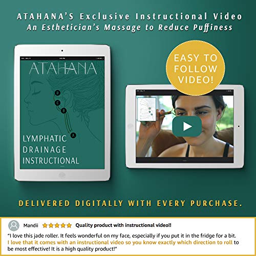 Atahana Jade Roller and Gua Sha Set w/ Fridge Case – 100% Natural Jade Stone Roller & Gua Sha – Video Tutorial & Ebook…
