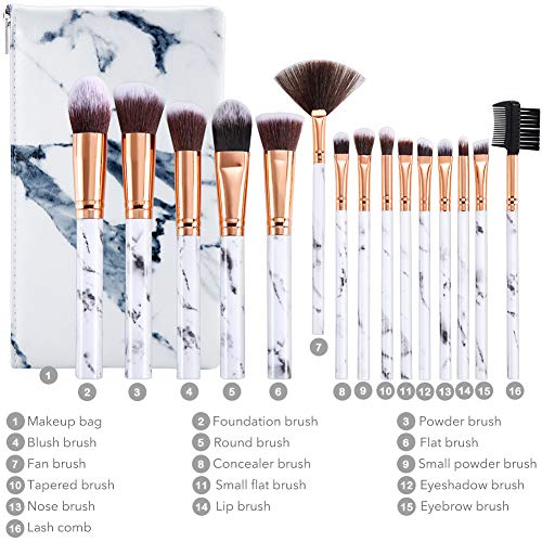 Makeup Brushes Set 15PCS Professional Make up Brushes Set Synthetic Foundation Powder Concealers Eye Shadows Makeup…