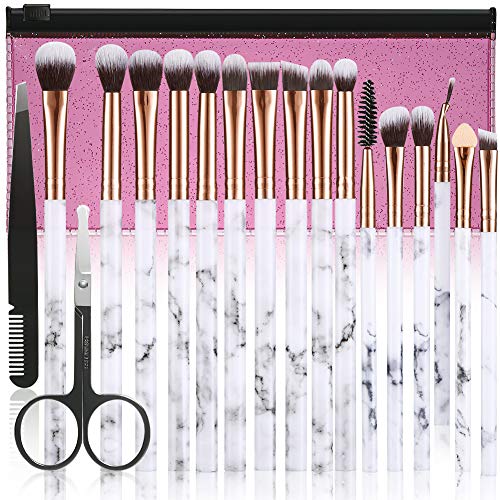 Eye Makeup Brushes DUAIU 16Pcs Eyeshadow brushes Eyebrow Eyeliner Blending Brush Premium Synthetic & Marble Handle…