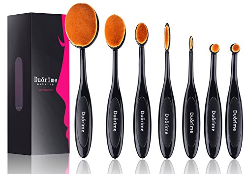 Duorime New 7pcs Black Oval Toothbrush Makeup Brush Set Cream Contour Powder Concealer Foundation Eyeliner Cosmetics…