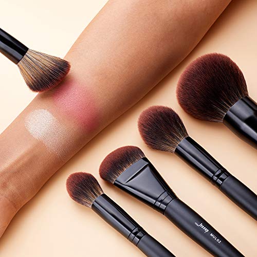 Jessup Makeup Brushes Set Premium Synthetic Powder Foundation Highlight Concealer Eyeshadow Blending Eyebrow Liner…