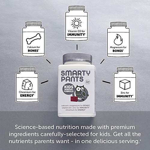 SmartyPants Kids Daily Mineral Vitamins: Calcium, Magnesium Citrate, D3, Zinc & Chromium for Immune Support, Energy…