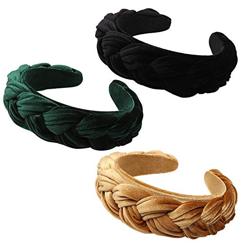 Velvet Padded Headband – Fashion Handmade Headbands Braided Headbands Knot Hairband for Women Girl Pack of 3