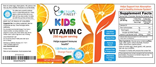 DOCTOR’S FINEST Vitamin C Gummies for Kids – Vegan, GMO Free & Gluten Free – Great Tasting Orange Flavor Pectin Chews…