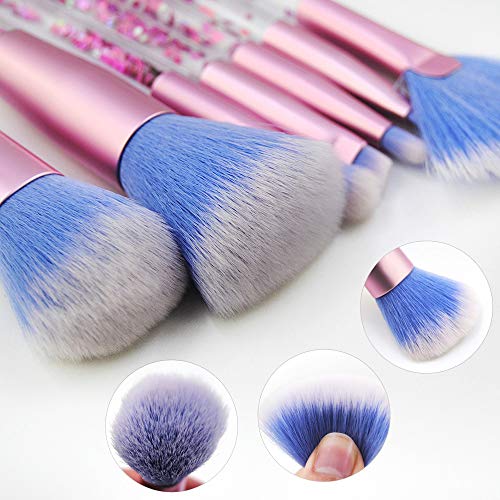 Makeup Brushes, 7PCS Glitter Quicksand Handle Makeup Brush Set for Foundation Powder Blush Eyeshadow with Case Beautiful…