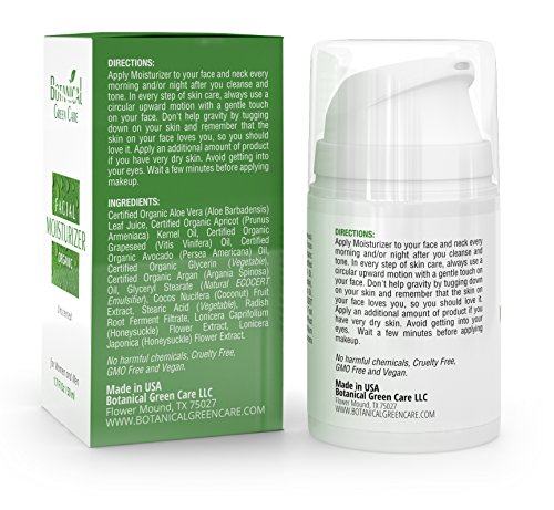 Botanical Green Care Facial Moisturizer. Organic & 100% Natural Face Moisturizing Cream for Sensitive, Dry & Normal Skin…