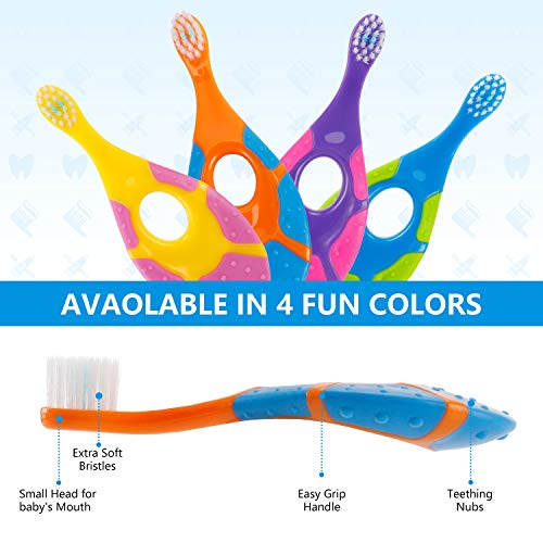 Slotic Baby Toothbrush for 0-2 Years, Safe and Sturdy, Toddler Oral Care Teether Brush, Extra Soft Bristle for Baby…