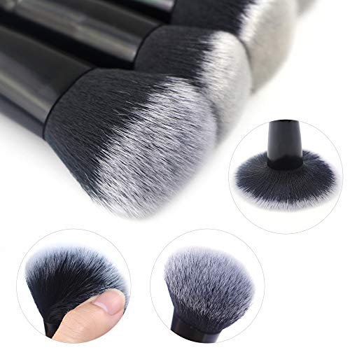 Cosmetic Makeup Brushes Set Portable Foundation Brush 15pcs Black Kabuki Eyeshadow Concealer Lash Blush Brush with Case