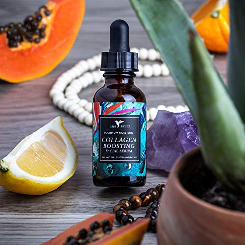 Collagen Boosting Face Serum with Vitamin C by Baja Basics, Anti Aging, Deep Hydration for Dry Skin, Collagen Building…