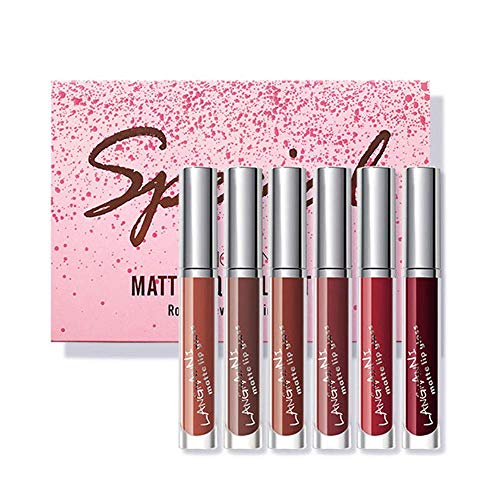Matte Liquid Lipstick set, 6 PCS Velvety Lip Gloss Kit, Non-stick Cup Waterproof Long Lasting, Nude Lip Gloss Beauty…