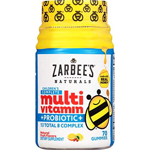 Zarbee’s Kid’s Complete Multivitamin + Probiotic Gummies with Vitamins A B C D E & zinc for Digestive Health Easy To…