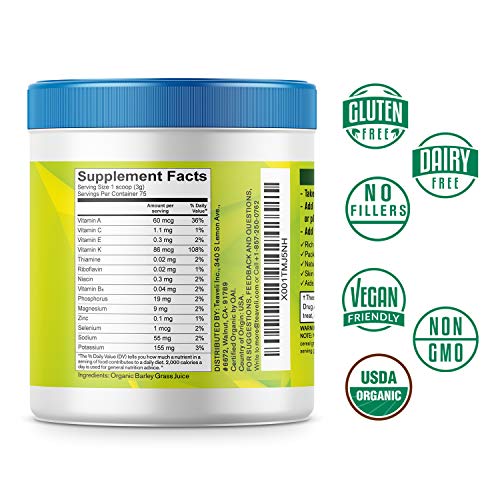 Organic Barley Grass Juice Powder– Utah Grown Raw Green Juice & Barley Grass Juice Extract for Detox- Complements…