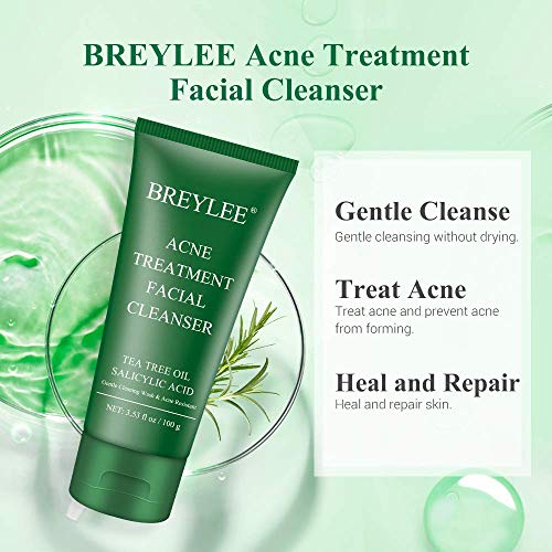 Acne Treatment Serum plus Acne Facial Cleanser, BREYLEE Acne Treatment Set Pimple Clear Skin Kit for Clearing Severe…
