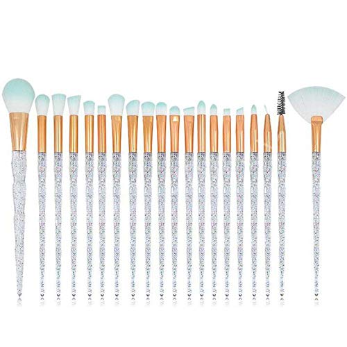Eye Shadow Makeup Brush Set, Coshine 20pcs Crystal Shiny Diamond Eye Makuep Brushes, Glitter Transparent Unicorn Makeup…