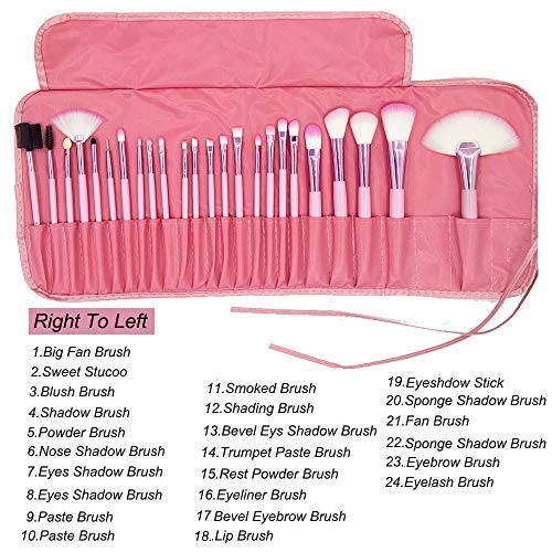 Makeup Brushes NEVSETPO 24pcs Synthetic Cosmetics Makeup Brush Set with Case Travel Organizer Full Face Makeup Kits for…