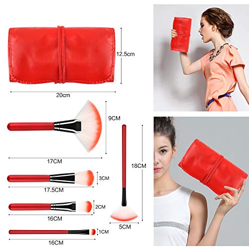 Makeup Brushes Set, Essential Red Makeup Brush 22pcs Foundation Kabuki Blush Fan Eyeshadow Brushes Compatible with…