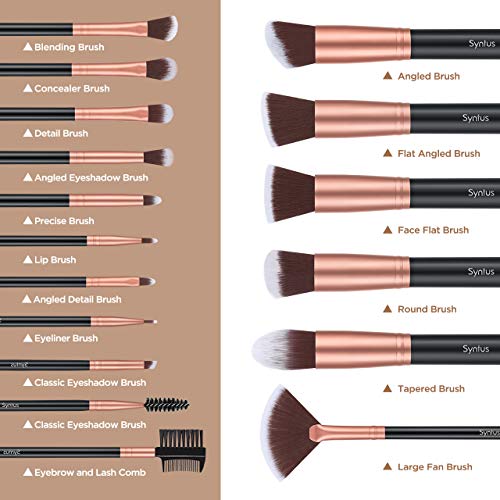 Syntus Makeup Brush Set, Premium Synthetic Foundation Powder Kabuki Blush Concealer Eye Shadow 16 Pcs Makeup Brushes…