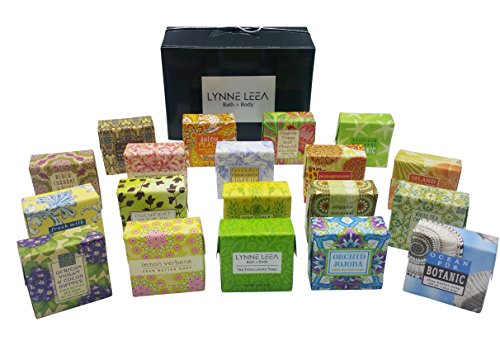Botanical Soap Natural Extracts Sampler Set of 19 1.9 ounce Soap Bars Gift Boxed by Lynne Leea