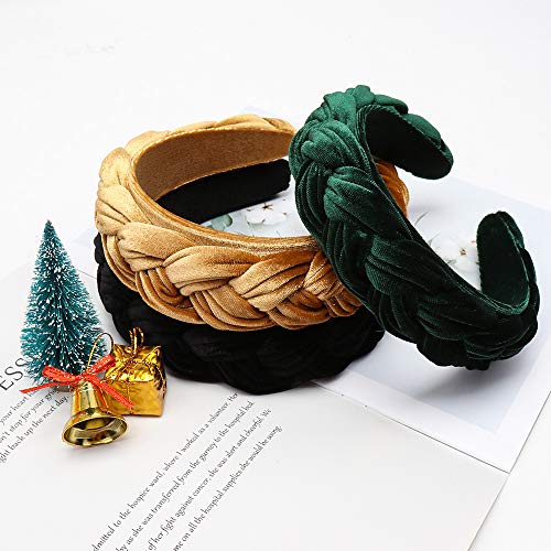 Velvet Padded Headband – Fashion Handmade Headbands Braided Headbands Knot Hairband for Women Girl Pack of 3