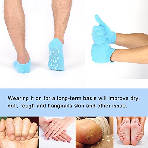 Moisturizing Skin Softening Spa Socks and Gloves with Essential Oil Infused Gel for Dry Cracked Feet and Hands Repair by…