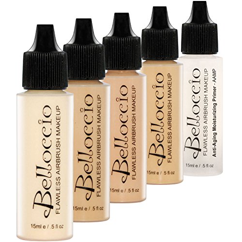Belloccio Fair Color Shade Foundation Set – Professional Cosmetic Airbrush Makeup in 1/2 oz Bottles