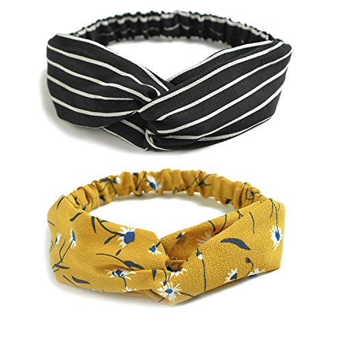LASAION Headbands for Women 10 Pack Twist Knotted Stretchy Hair Bands