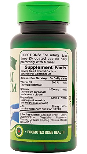 Nature’s Truth Calcium, Magnesium, Zinc Plus Vitamin D3 Supplements, 90 Count (Pack of 3)