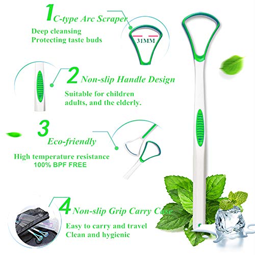 Tongue Scraper Cleaner 100% BPA Free Tongue Scrapers with Travel Handy Case for Adults, Kids, Healthy Oral Care, Easy to…