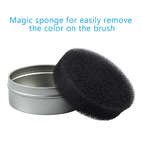 Set of 17, Brush Color Removal Sponge and Makeup Brushes Set, findTop 2 Pieces of Dry Makeup Brush Quick Cleaner Sponge…