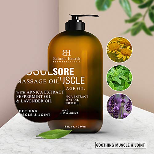 BOTANIC HEARTH Sore Muscle Massage Oil – with Arnica Montana Extract and Essential Oils – Warming and Relaxing – Soothes…
